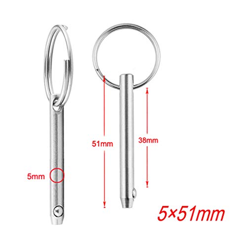 Set di 2 Perni a sgancio rapido in acciaio inox Cerniera acciaio barche accessori perno di bloccaggio Diametro 5 mm, accessori per barche con anello di chiusura a sfera