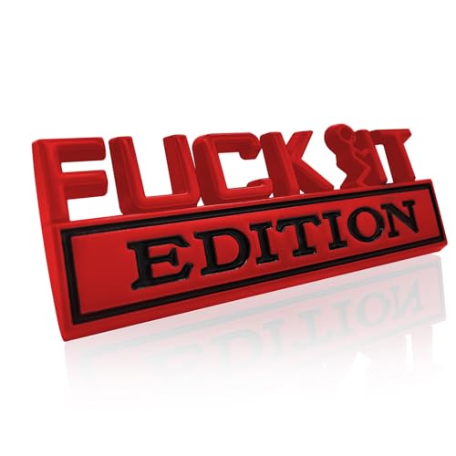 Image of Fuck IT Edition Emblem, Car Exterior Emblems Badge 3D Sticker Decal, Fuck-IT Edition Emblem 3D Fender Badge Decal, 3D Fender Badge Decal Car Truck Replacement, Fit for All Cars (Red Black)