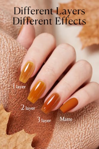 Image of AZUREBEAUTY HEMA-FREE 15ML Jelly Fall Gel Polish Set, 6 Colors Amber Brown