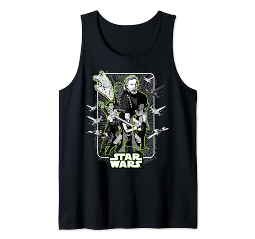 Débardeur vert fluo Star Wars maillot sans manches geek Luke et Rey