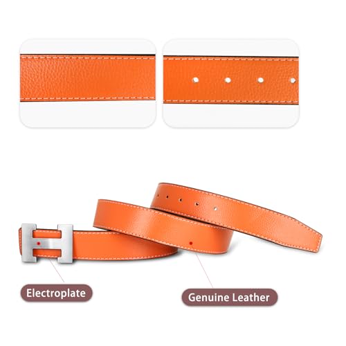 Image of Aurolran Men&Womens Leather Dress Belt Business Automatic Buckle Belt Color-Black Silver Gold