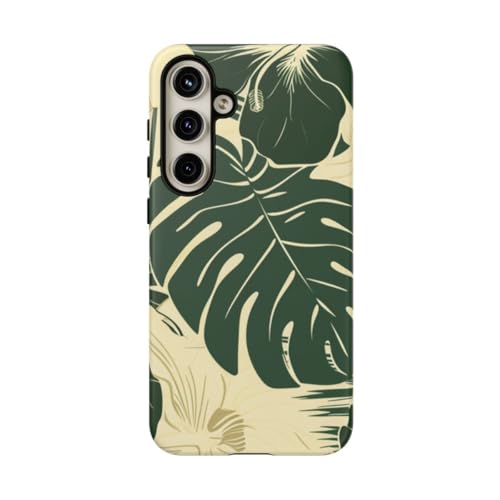 Coque Samsung S24 Plus rigide mate fleurs tropicales et feuilles sauvages