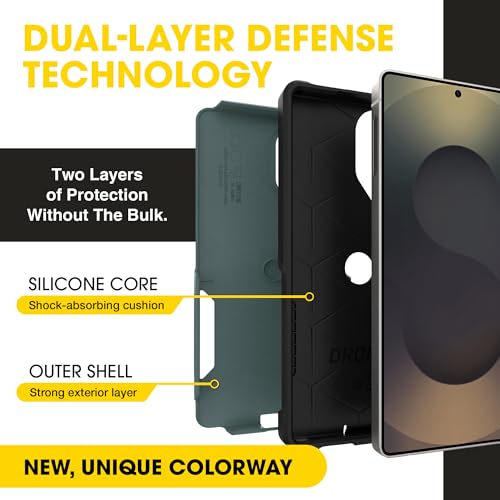 Image of OtterBox Samsung Galaxy S25 Ultra Commuter Series Case - Eclipse Green (Green & Black), Slim & Tough, Duel Layer, Pocket-Friendly, Port Protection, Protective Phone Case