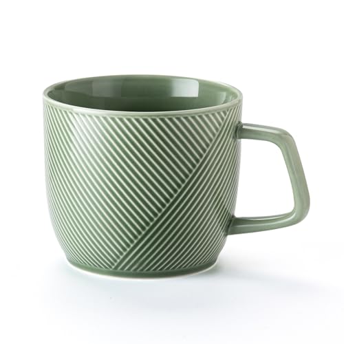 Taza de cerámica extra grande de 32 oz con asa verde
