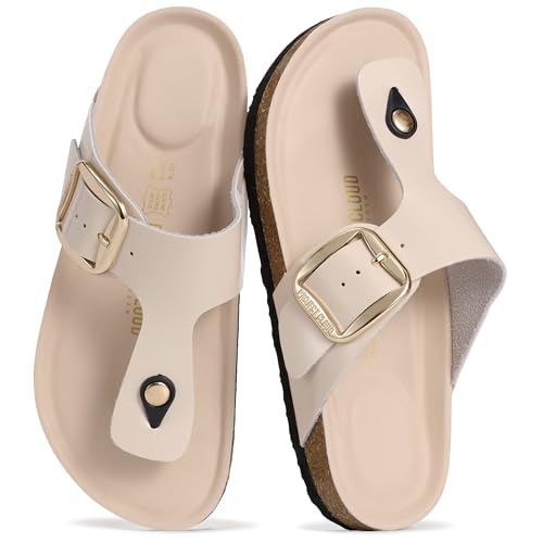 Image of Project Cloud Womens Sandals 100% Genuine Leather Thong Sandals for Women - Memory Foam Insole Women Sandals - Non-Slip Flip Flops for Women - Lightweight Sandals Women Footwear 2026