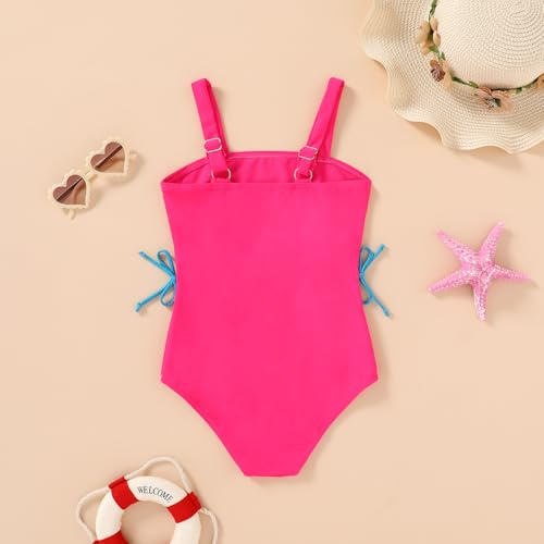 Image of Girls Swimsuit One Piece Bathing Suit Adjustable Straps Solid Color Cut Out Butterfly Girls' Swimwear for 7-14Y