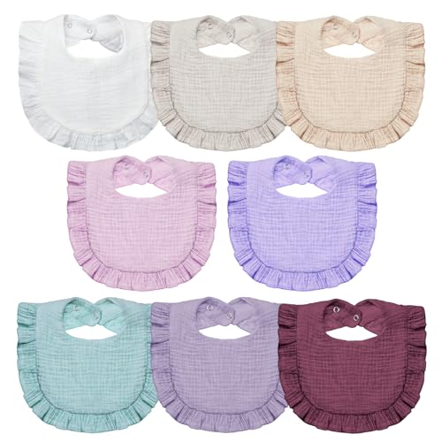 Image of Lictin 8-Pack Muslin Baby Bibs - Bandana Drooling and Teething Bibs, Unisex Cotton