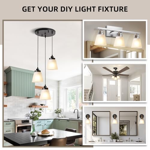 Image of 4 Pack White Frosted Glass Shade Replacements, Bell Shaped Glass Shade Covers, 4.72 inchHigh, 4.72 inchDiameter, 2.12 inchFitter, High Transmittance Trapezoidal Lampshades