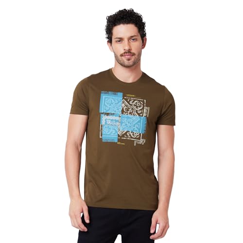 Image of Spykar Men's Slim Fit Round Neck Half Sleeve Solid Casual T-Shirt