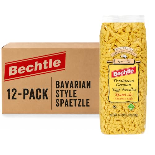 Image of Bechtle Spaetzle Bavarian Style Egg Noodles - Traditional German Pasta, Authentic Imported from Germany, Cage-Free Eggs & Durum Wheat Semolina, Non-GMO, Kosher (17.6oz, Pack of 12)