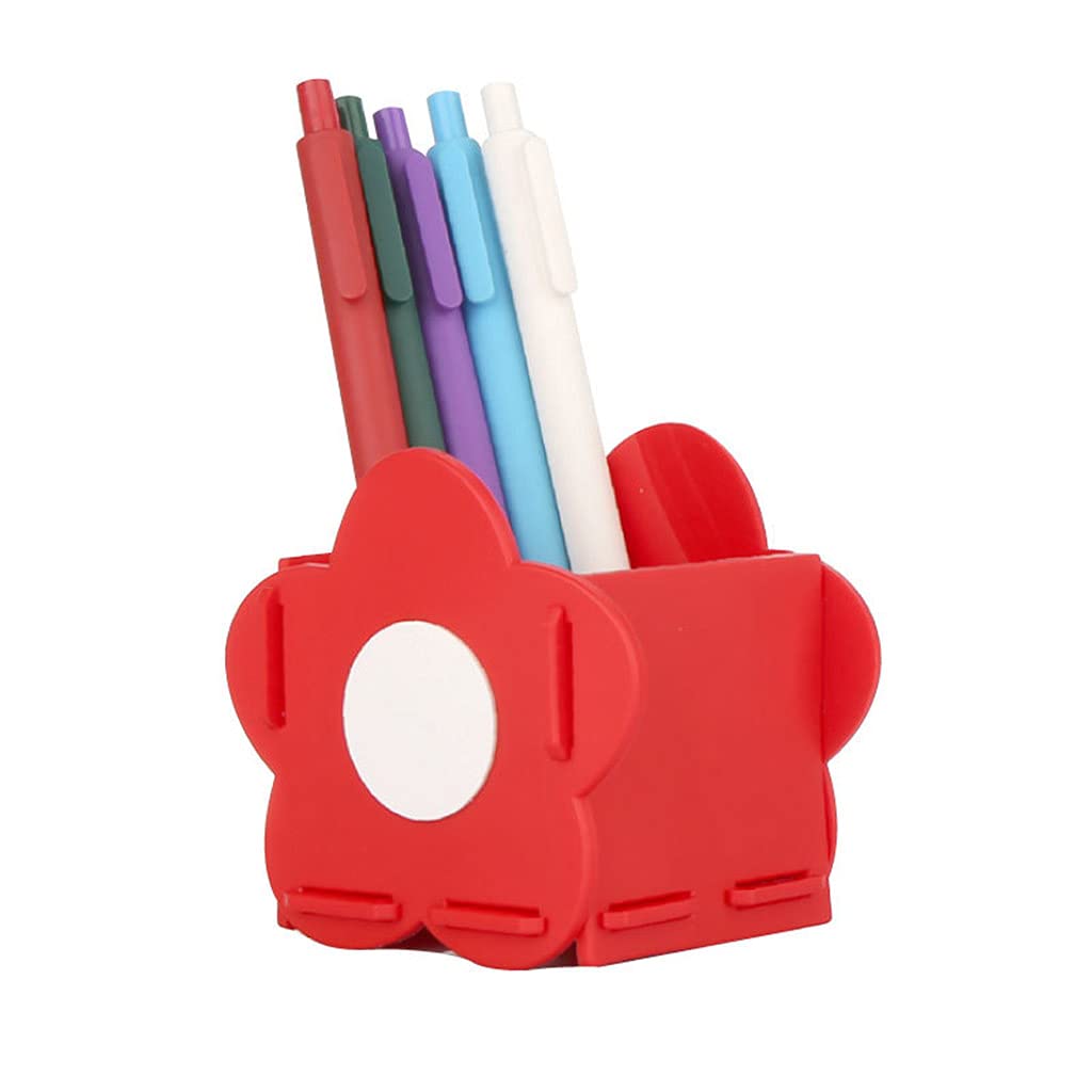 Rbrmhm Red Exquisite Lovely Desk Pen Holder Multi-Purpose Sunflower-Shaped Pen Holder Desktop Stationery Holder For