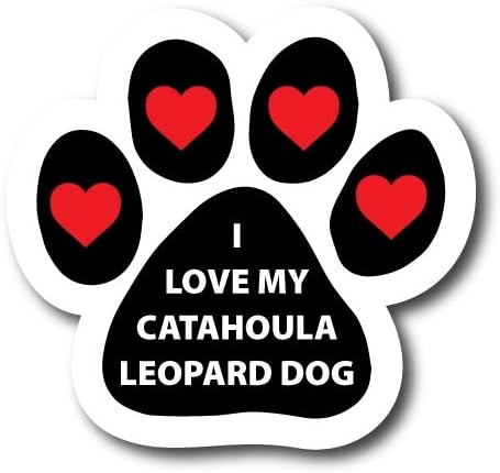 Magnet Me Up I Love My Catahoula Leopard Dog Pawprint Magnet Decal, 5 Inch, Heavy Duty Automotive Magnet for Car Truck SUV