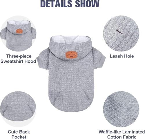 Image of BEAUTYZOO Dog Hoodies Sweater for Large Dogs,Waffle‑Like Laminated Pet Coat | Warm Dog Sweatshirt with Pocket & Leash Hole,Pullover Clothes for Girl Boy Dogs,Stretchy & Easy‑On‑Off,Labrador & Great Danes
