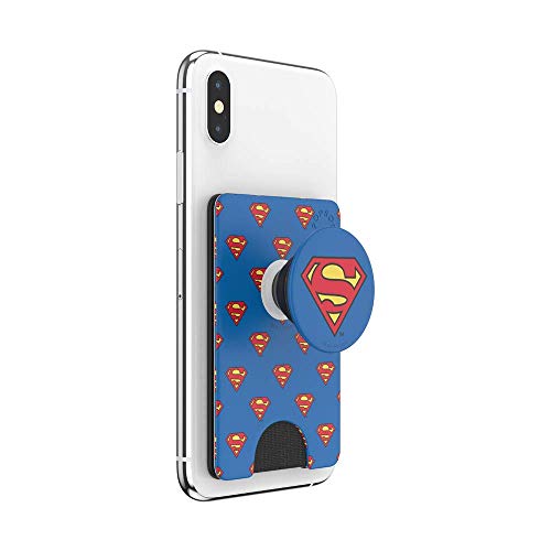 Image of PopSockets Adhesive Phone Wallet and Card Holder with Grip, Marvel - Superman Pattern