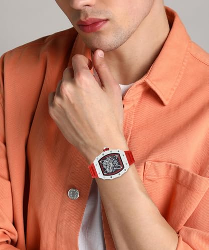 Image of Havoc Craft Men's Luxury Sports Watch 30M Waterproof Tonneau Chronograph | Analog Quartz Wristwatch with Time & Day Function | Premium Square Dial, Shock-Resistant & Anti-Magnetic Silicone Strap