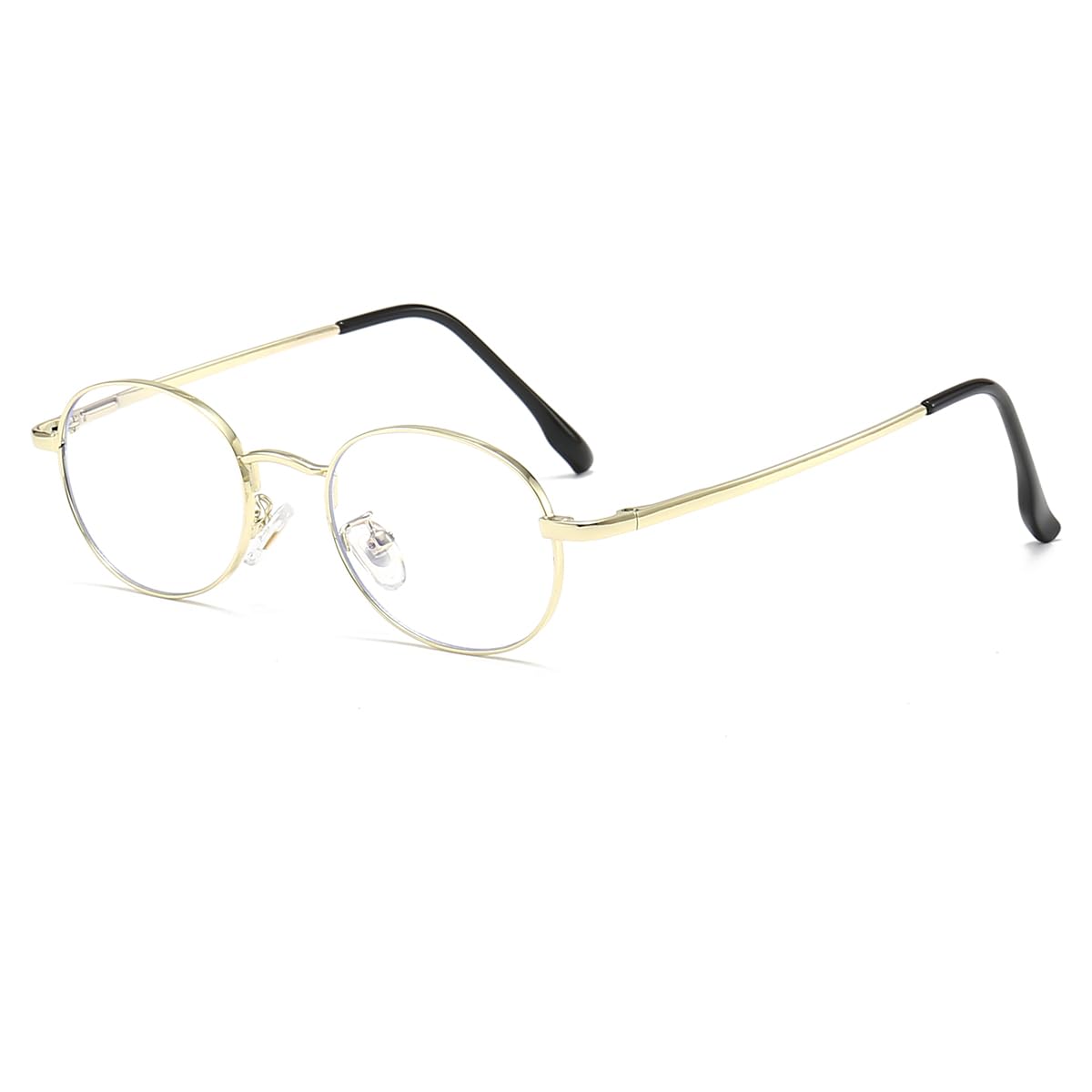 JOVAKIT Retro Oval Blue Light Blocking Glasses for Women Vintage Fashion 90s Small Oval Metal Frame Computer Eyeglasses
