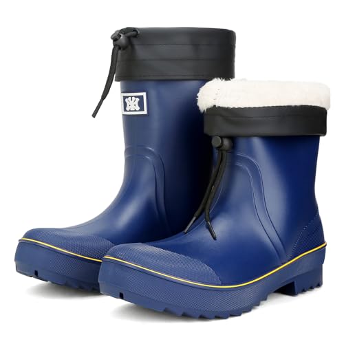 Image of HSBDNZQ Rain Boots for Men, Waterproof Mens Rubber Boots with PVC Unique Design, Comfort Lightweight Work Mud Boots, Resistant Durable Slip Garden Boots for Farming Gardening Fishing