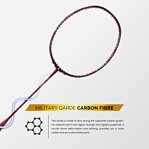 Image of Apacs Z-Ziggler (Unstrung, 38 LBS Max Tension) 6.4mm Slim Shaft | Made in Vietnam | 100% Japanese Graphite Badminton Racket with Free Full Cover | G2-4 1 /8 inches (Red)