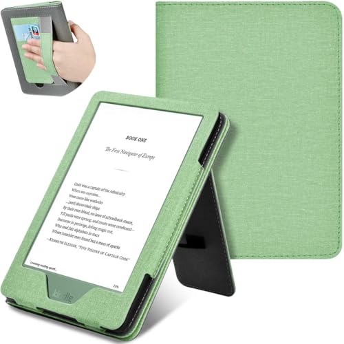 T Tersely Slimshell Case Cover for 6 Kindle 11th Generation 2024/2022 Smart Shell Cover with Stand Function and Auto Sleep/Wake - Pink (Light Green)