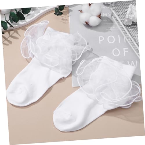 Lace Ruffle Socks for Toddler Girls Soft Cotton Lace Socks 6-8 Years for Dressy Occasions2