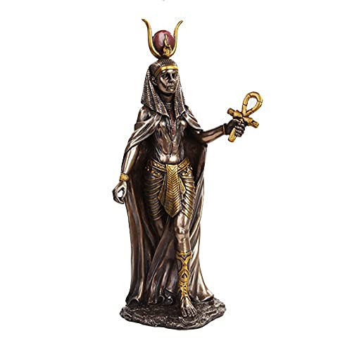 Figura decorativa Egipcia Hathor 11 pulgadas bronce miniatura 1