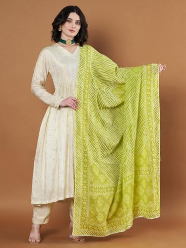 Image of Women's Cotton Blend Floral Print Dupatta with 2.20 Meters | Women's cotton printed dupatta with tassels
