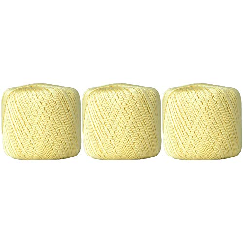 Image of ThreadArt 100% Cotton Crochet Thread Size 10, 3 Ball Pack, Lemonade 6 | Soft pure cotton crochet thread for lace, doilies, amigurumi and crafts. Smooth finish with crisp stitch definition.
