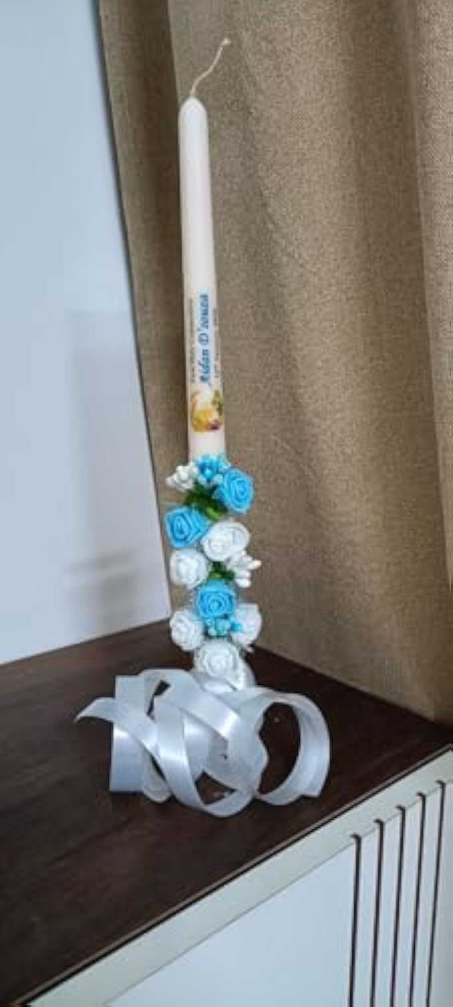 First Holy Communion Taper Candle, Blue