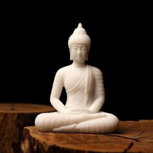 Image of Ekhasa Nostrae White Buddha Show Pieces for Home Decor Living Room Decor Items | Cute Showpieces Gift Item for Decoration | Serene Center Table Tv Showcase Office Interior Statue Figurines