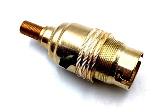 Switched Lamp Holder B22 Large Bayonet Cap with M10 Brass Thread Choice of Finish (Brass)