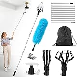 Tiktiger Light Bulb Changer for High Ceilings, 12ft Lightweight Lightbulb Extension Pole Changer Telescopic Light Bulb Changer with Storage Bag & Duster