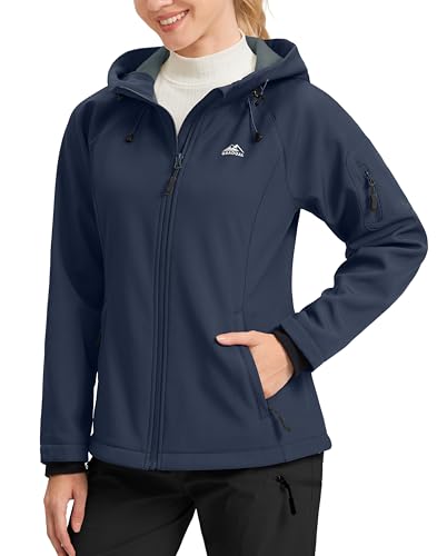 G Gradual Women's Fleece Lined Softshell Jacket Windproof Warm Light Waterproof Hooded Jacket for Women Winter/Fall/Spring2