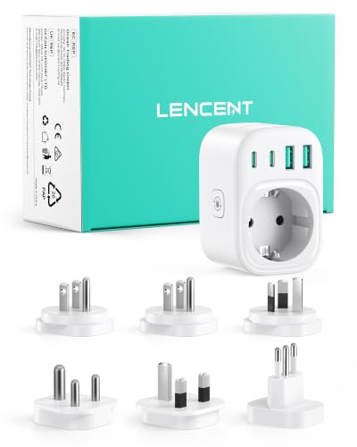 LENCENT Adaptador Enchufe Viaje Universal Tipo B, L, D, G, I,Adaptador Internacional 6 Enchufes Reemplazables para EE.UU., UK, Costa Rica, México, Tailandia, Maldivas, Sri Lanka y Australia