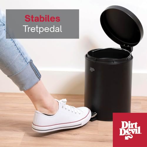 Dirt Devil Tretmülleimer 5L – Mülleimer Küche mit Soft Close – Abfalleimer aus Edelstahl – für Küche, Badezimmer und Buro - Herausnehmbarer Inneneimer – Küchenmülleimer - Ø20,5 x 28 CM – Schwarz – Bild 5