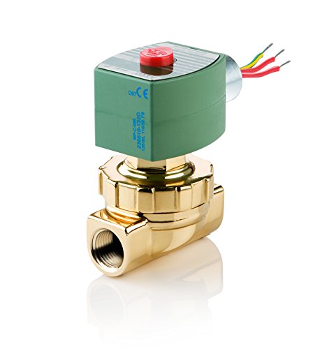 ASCO 8220G404-24/60 Brass Body Hot Water and Steam Pilot Operated Diaphragm and Piston Valve, 1/2" Pipe Size, 2-Way Normally Closed, EPDM/PTFE Sealing, 1/2" Orifice, 4.7 Cv Flow, 24V/60 Hz