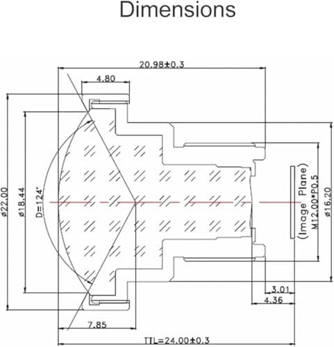 MINZIHAO CCTV Lens 8MP 2.2mm 1/2.5 inch IR Distortionless F1.8 M12 Mount with 650nm IR Filter for Camera Multilayer Coating