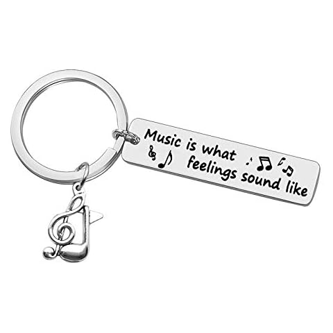 Music Keyring Music Lover Gift for Singer Keyring Music is What Feelings Sound Like Musically Keyring Music Teacher Gift Musician Valentine Valentines Birthday Graduation Gift for Music School Student Cover