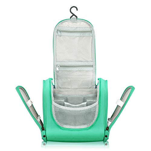 NIUTA Hanging Toiletry Bag Travel Large Wash Bag Waterproof Cosmetic Bag Makeup Organizer with Elastic Band Holders for Toiletries, Cosmetics, Makeup, Brushes (Cyan Blue)