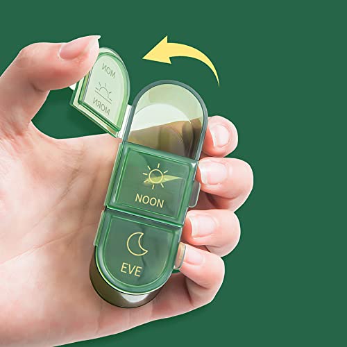 Image of Pill Organizer, Weekly Pill Dispensers, 3 Times A Day, 7 Day Pill Box, Large Compartments Travel Pill Container, Moisture-Proof Medicine Case for Fish Oil Vitamins Pills (Transparent Green)