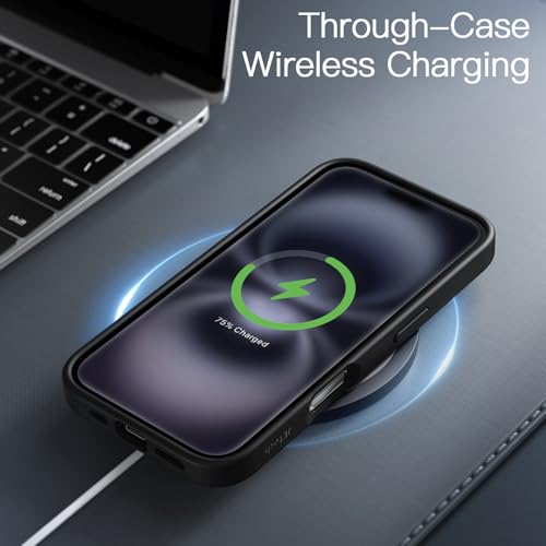 Image of JETech Matte Cover Case for iPhone 16 Plus 6.7-Inch, Shockproof Military Grade Drop Protection, Frosted Translucent Back Phone Cover, Anti-Fingerprint (Black)