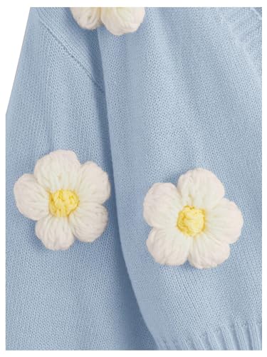 Girl's Appliques Long Sleeve Cardigan Open Front Drop Shoulder Sweater Cute Knit Outerwear3