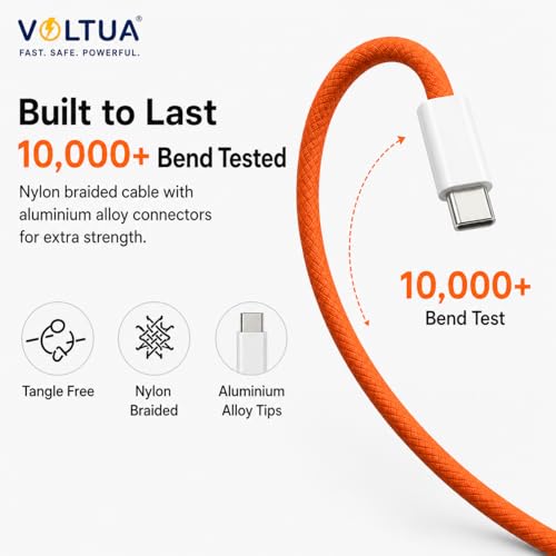 Image of 60W USB C Cable for iPhone 17 /16 /15, Samsung, MacBook - 1m Braided | 60W Fast Charging (USB-C PD 3.0) - Charges iPhone 17 Pro Max, 16 & 15 series to 50% in about 30 minutes with safe