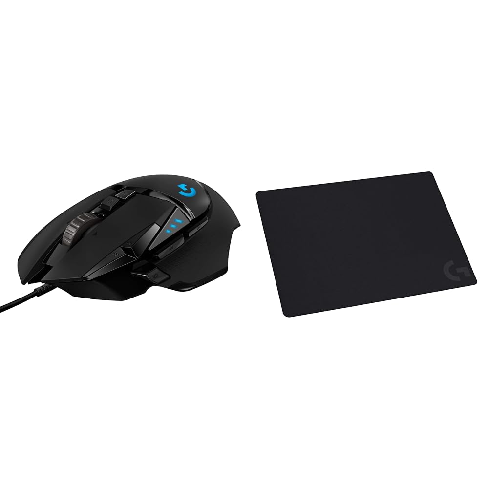 Logitech G G502 HERO Mouse Gaming Prestazioni Elevate, Sensore HERO 25K, 25.600 DPI, RGB & G240 Gaming Mouse Pad in tessuto, Ottimizzato per i Sensori da Gioco, Attrito Moderato