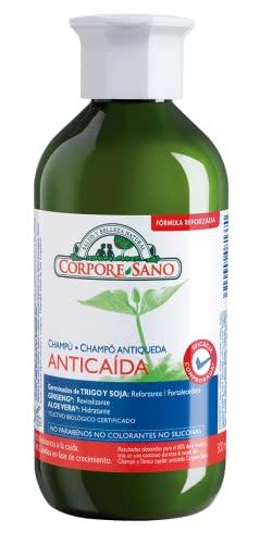 Corpore Sano - Champú Anticaída, con Pro-Vitamina B5 y Germinados de Trigo, Soja, Ginseng y Aloe Vera de Cultivo Bio Certificado, Vegano y Natural, sin Parabenos, Colorantes ni Siliconas, 300ml