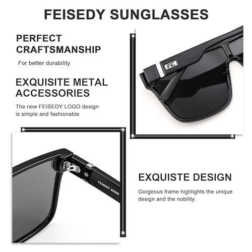 Image of FEISEDY Sunglasses for Women Men, Fashion Mirrored Single Lens Shades