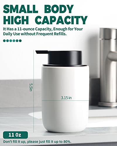 Image of BosilunLife Foaming Soap Dispenser - Ceramic White Soap Dispenser Bathroom Small Foam Hand Dispenser Refillable Kitchen Dish Soap Bottle Hand Wash Dispenser