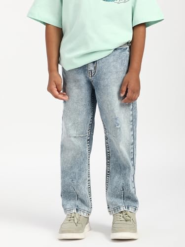 Image of Nautinati Boys Cotton Denim Jeans with Value-Added Detailing | Age 2-10 Years