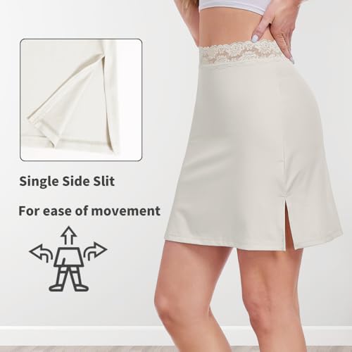 Image of MANCYFIT Half Slips for Women Underskirt Short Mini Skirt with Floral Lace Waistband