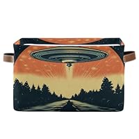 Alien Spaceship Large Storage Basket Foldable Storage Box Organizer Bins with Handles for Bedroom Home Office