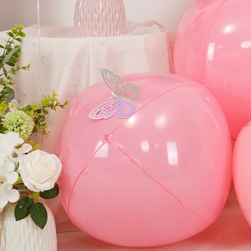 Image of Pastel Pink Round Foil Balloons Birthday Prom Decor 22 Inch 6 Pcs | Baby Pink 4D Helium Ball Balloons for Princess Baby Shower Wedding Anniversary Valentine's Day Party Decoration